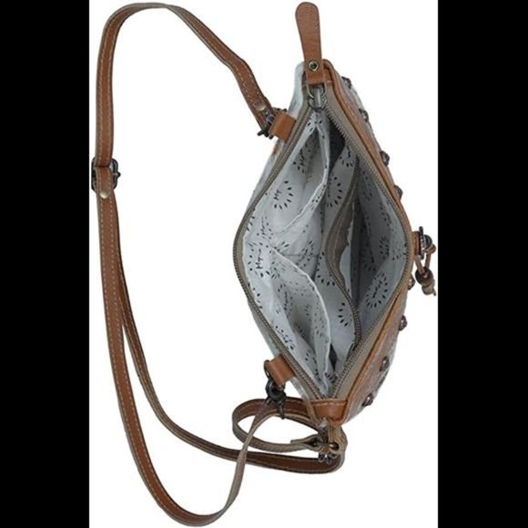 HANDMADE Small Zip Top Brown Cowhide Shoulder Bag - Picture 2 of 7